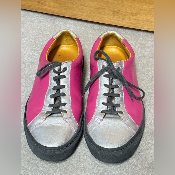 Undandy Men’s Custom Color block pink silver leather sneakers sz 11 - Picture 2 of 14